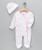Sleepwear Footie Set with Hat, Pink Flowers