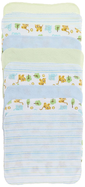 10 Pack Washcloth Set, Blue Tiger