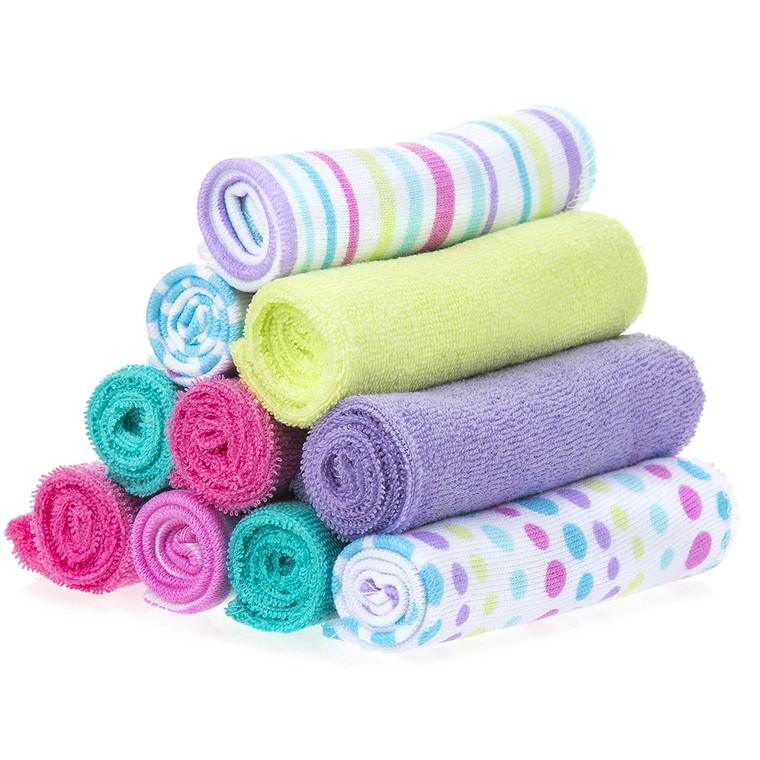 10 Pack Washcloth Set, Aqua Bubbles