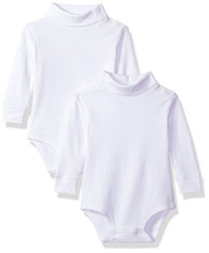 2 Pack Cotton Turtleneck Bodysuit, White