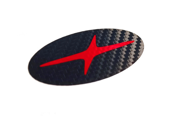 Star Emblem Overlay, background carbon fiber, design gloss red