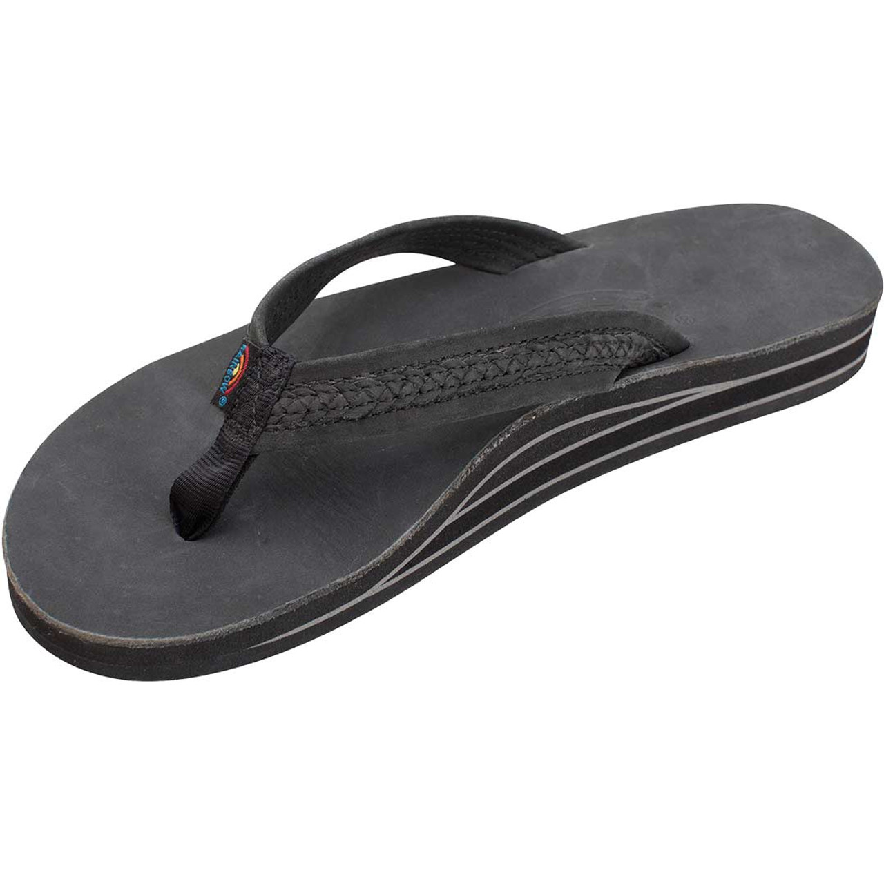 Black Leather Thong Sandal With Double G | GUCCI® US