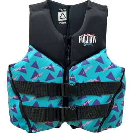 Follow Grommy CGA Youth Life Jacket - Black/Teal - Front