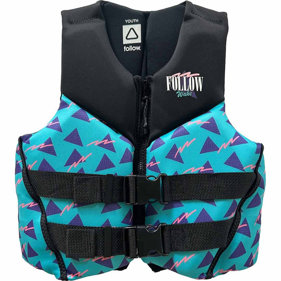 Follow Grommy CGA Youth Life Jacket - Black/Teal - Front