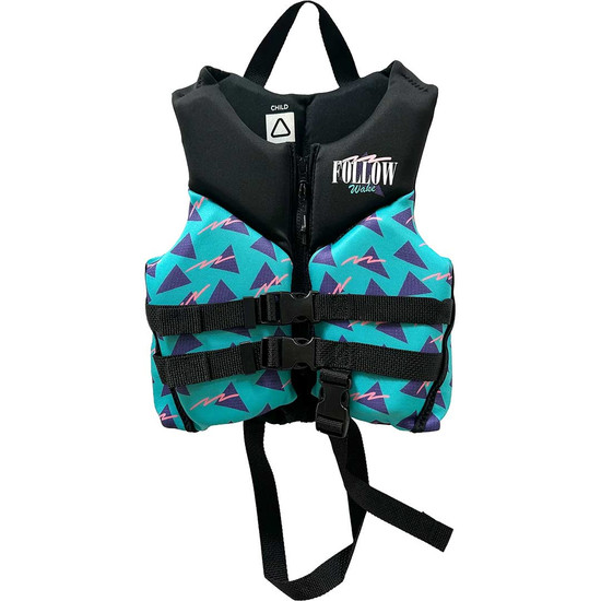 Follow Grommy CGA Child Life Jacket - Black/Teal - Front