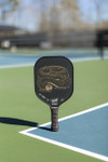 "PIT VIPER 3K" wide body midweight carbon fiber pickleball paddle with 14 mm honeycomb core, "carbon cloth" friction technology and PROLITE No Sweat Diamond Grip