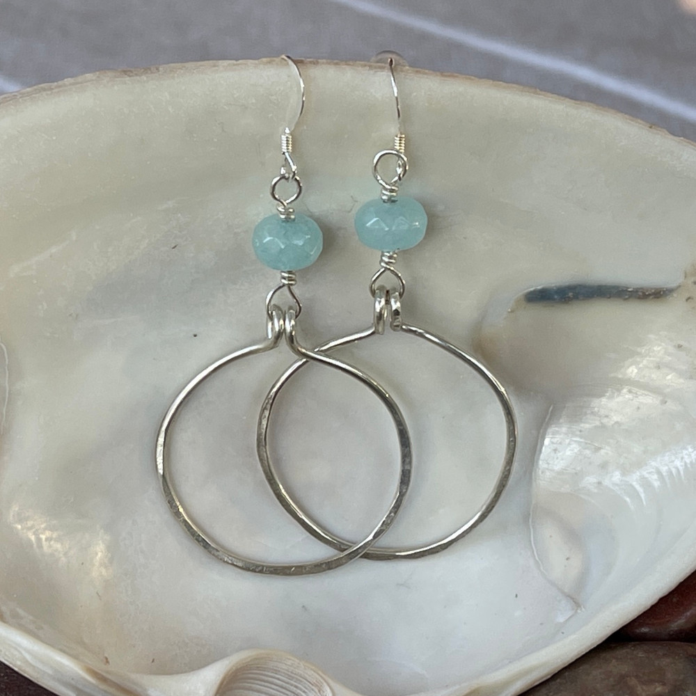 Aquamarine Hoops Earrings