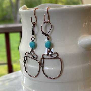 Turquoise Coin Coffee Mug Earrings 