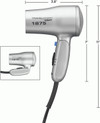 Travel Size Folding Hair Dryer, Silver - 1875W Thumbnail Image