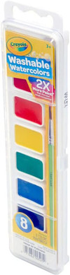Washable Water Colors W/Brush, Assorted, 8Ct. - 1 Pkg Thumbnail Image