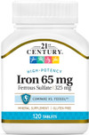 21st Century Iron 65 mg with  Ferrous Sulfate 325 mg - 120 Tablets Thumbnail Image