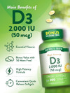 Nature's Truth High Potency Vitamin D3 2000 IU Quick Release Softgels - 300 ct Thumbnail Image