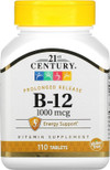 21st Century B-12, 1000 mcg Prolonged Release Tablets - 110 Tablets Thumbnail Image