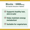 Nature's Bounty Biotin 5000 mcg Vitamin Supplement Quick Dissolve Natural Strawberry Flavor - 60 Tablets Thumbnail Image