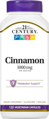 21st Century Cinnamon 1000 mg Vegetarian Capsules - 120 ct Thumbnail Image