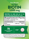 Nature's Truth Ultra Biotin 5,000 mcg Fast Dissolve Tabs Natural Berry Flavor - 78 ct Thumbnail Image