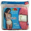 Ladies' Colored Cotton Briefs 3-Pack Underwear - Size 5, Assorted Thumbnail Image