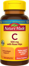 Nature Made Vitamin C 500mg Tablets With Rose Hips - 130 Caplets Thumbnail Image
