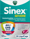 Vicks Sinex Severe All-In-One Sinus + Mucus Relief, 24 LiquiCaps‚ Pain, Congestion, and Headache Relief, Non-Drowsy Thumbnail Image