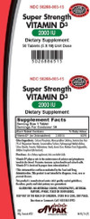 AvPak Vitamin D3 (Cholecalciferol) Strength 2000IU, 50 Count Thumbnail Image