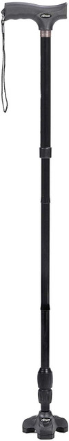 Roll over image to zoom in Drive Medical Flex N Go Adjustable Folding Cane with T Handle, Black Thumbnail Image