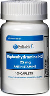 Reliable 1 Diphenhydramine HCI 25mg Antihistamine 100 Caplets (1 Bottle) Thumbnail Image