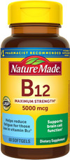 Nature Made Vitamin B-12 5000 mcg Softgels Maximum Strength - 60 ct Thumbnail Image