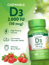 Nature's Truth D3 50 mcg (2,000 IU) Chewable Tablets Natural Berry Flavor - 100 ct Thumbnail Image