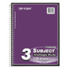 Top Flight Standards 3-Subject Wirebound Notebook, 120 Sheets, 3-Hole Punched, College Rule, 10.5 x 8 Inches, 1 Notebook, Color May Vary (31804) Thumbnail Image