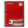 Top Flight Standards 3-Subject Wirebound Notebook, 120 Sheets, 3-Hole Punched, College Rule, 10.5 x 8 Inches, 1 Notebook, Color May Vary (31804) Thumbnail Image