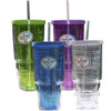 Drinkware Double Wall Insulated Skinny Acrylic Tumblers with Straw and Lid Assorted Colors - 24 oz Thumbnail Image