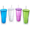 Drinkware Double Wall Insulated Skinny Acrylic Tumblers with Straw and Lid Assorted Colors - 24 oz Thumbnail Image