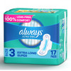 Always Ultra Thin, Extra Long Size 3 - 6 pks of 17 Thumbnail Image