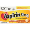 Major Children's Chewable Aspirin 81mg - 36 Tablets Thumbnail Image