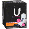 U By Kotex Balance Ultra Thin Pads + Wings Overnight - 13 ct Thumbnail Image