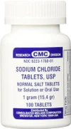 Sodium Chloride Tablets 1 Gm, USP Normal Salt Tablets - 100 Tablets Thumbnail Image