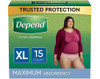 Depend Fit-Flex Underwear for Women Maximum Absorbency Size XL - 2 pks of 15