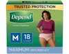 Depend Fit-Flex Underwear for Women Medium Maximum Absorbency - 2 packs of 18 ct