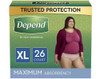 Depend Fit-Flex Underwear for Women Maximum Absorbency Size XL - 2 pks of 26