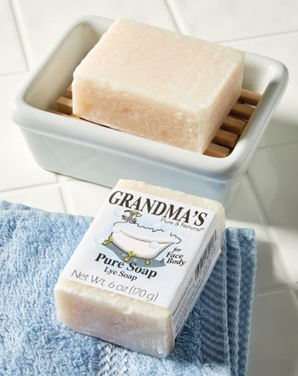 Grandma's Lye Soap Pure & Natural 6oz Bar Unscented ( 2 pack )