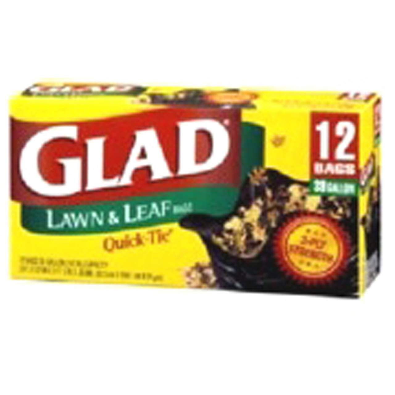 Glad Lawn & Leaf Trash Bags, 39 Gallon, Quick-Tie, 12 Ct, 1