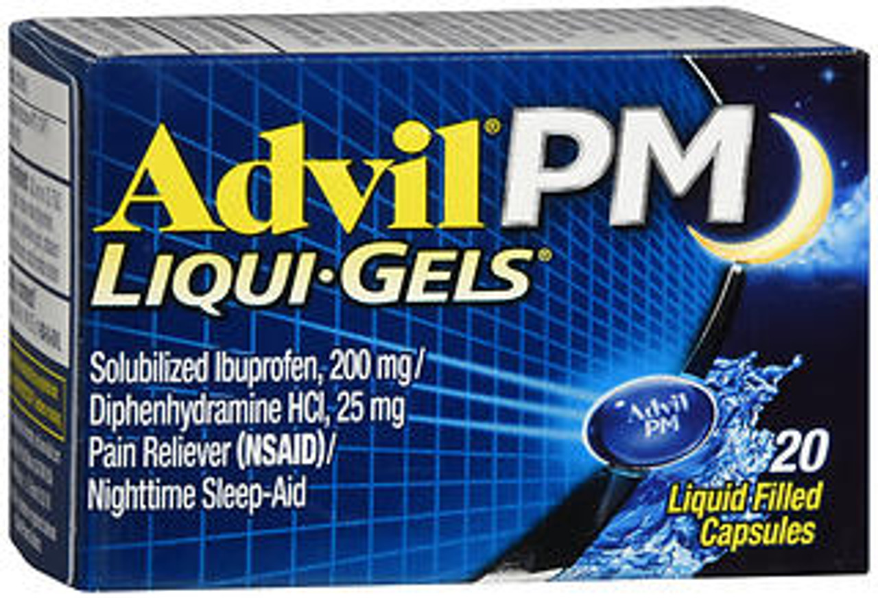 Advil PM Pain Reliever/Nighttime Sleep-Aid Liqui-Gels - 20 ct - The Online  Drugstore ©