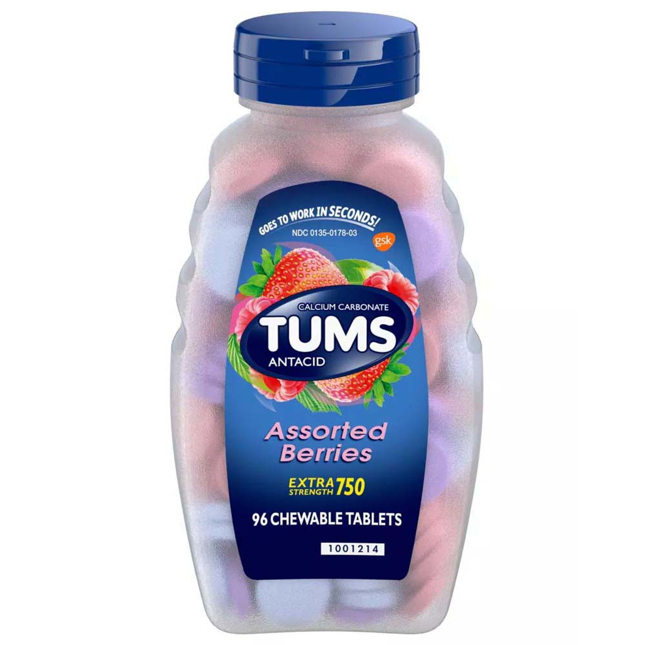Tums Extra Strength 750 Chewable Tablets Assorted Berries 96 ct The