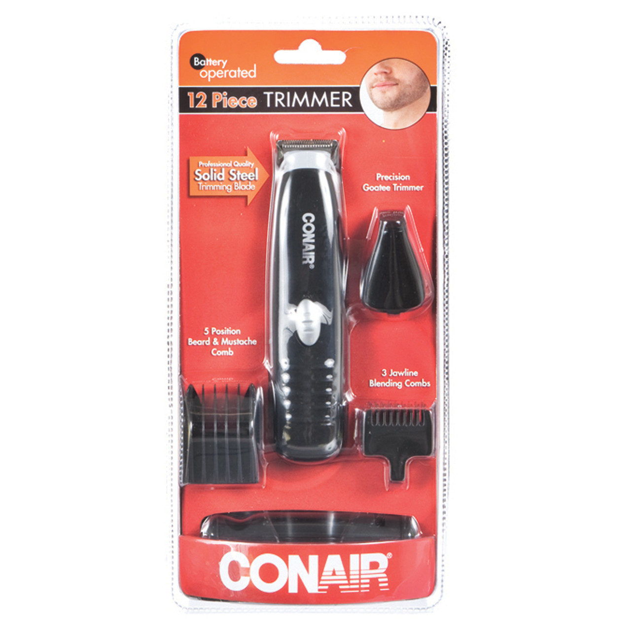 conair corded beard and mustache trimmer red