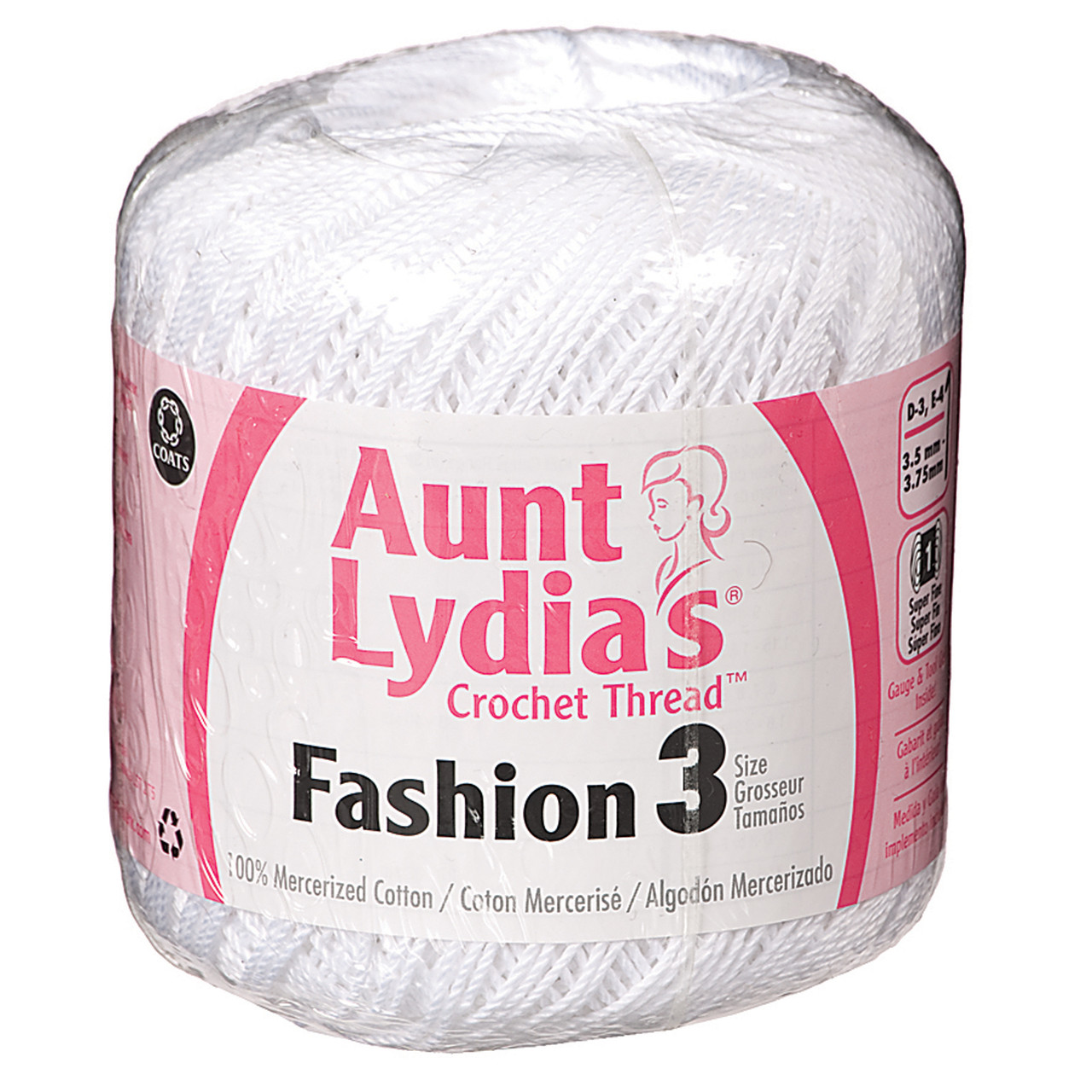 Aunt Lydia Fashion Crochet Thread, White, 150 Yds. - 3 Pkgs