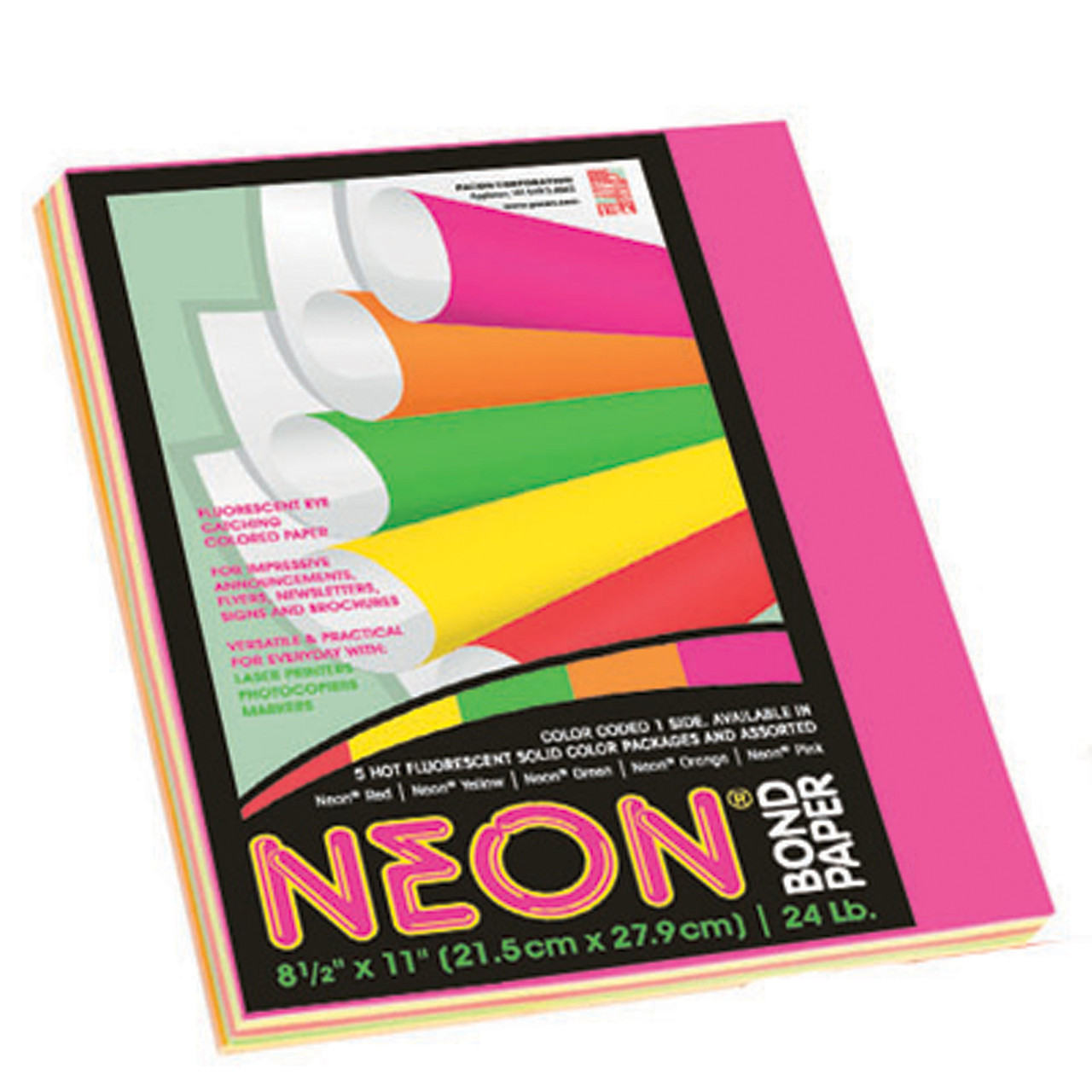 Colored Copy Paper-Neon, Assorted, 8.5X11 - 1 Pkg