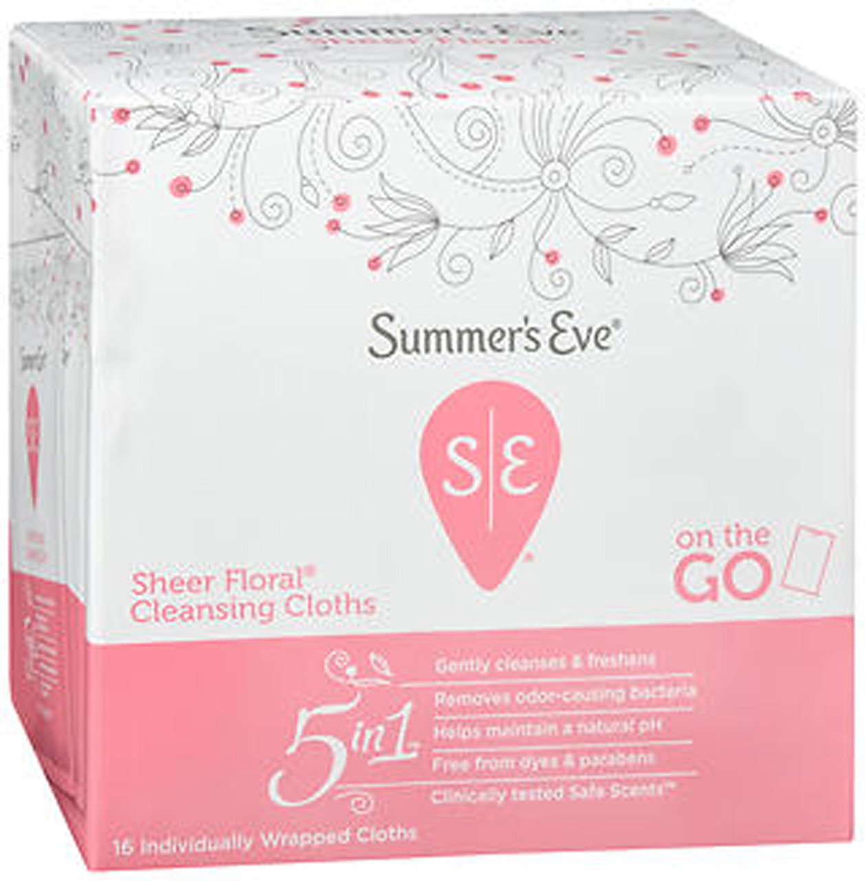 Summer's Eve Feminine Cleansing Cloths Sensitive Skin Sheer Floral Summers  - 16 ct - The Online Drugstore ©
