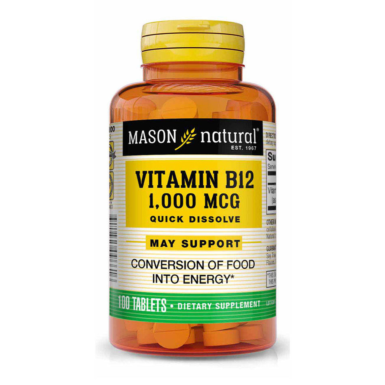 Mason Natural Vitamin B12 1,000 mcg Quick Dissolve Tablets ...