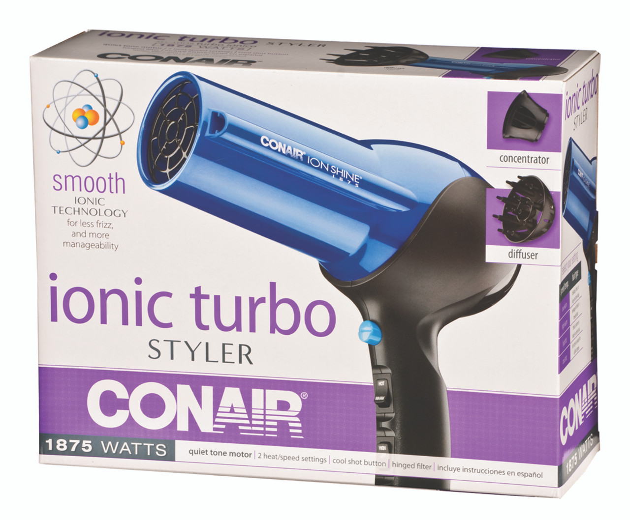 Conair 1875 Watt Mid-Size Styler Hair Dryer, White - wide 5