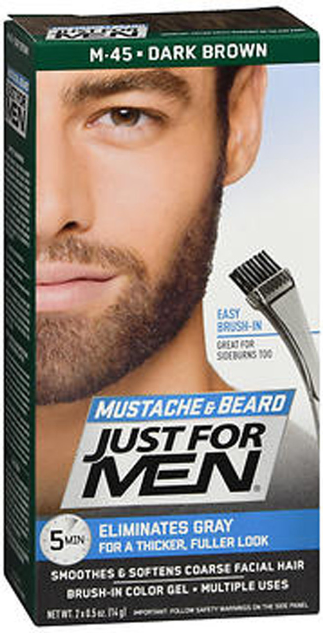 Just For Men Mustache & Beard Brush-In Color Gel Dark Brown M-45 - 1 ea. -  The Online Drugstore ©